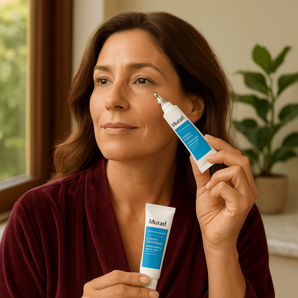 γυναίκα βάζει αντηλιακό για λιπαρό δέρμα.