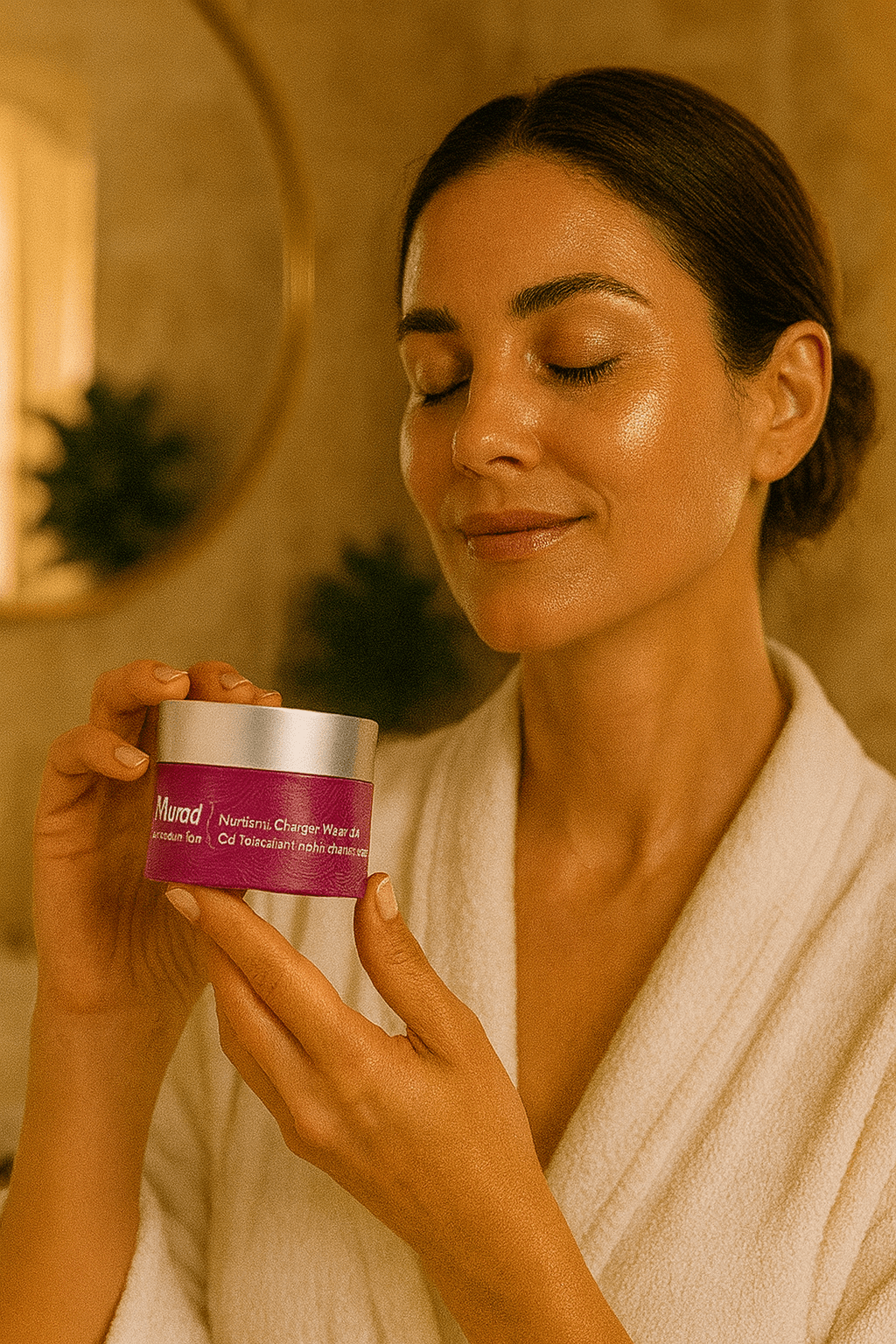 γυναίκα που θέλει να προλάβει την αντιγήρανση στα 50 βάζει κρέμα.